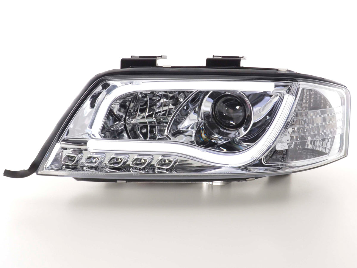 Scheinwerfer Set Daylight LED TFL-Optik Audi A6 Typ 4B 97-01 chrom Scheinwerfer Set Daylight LED TFL-Optik Audi A6 Typ 4B 97-01 chrom